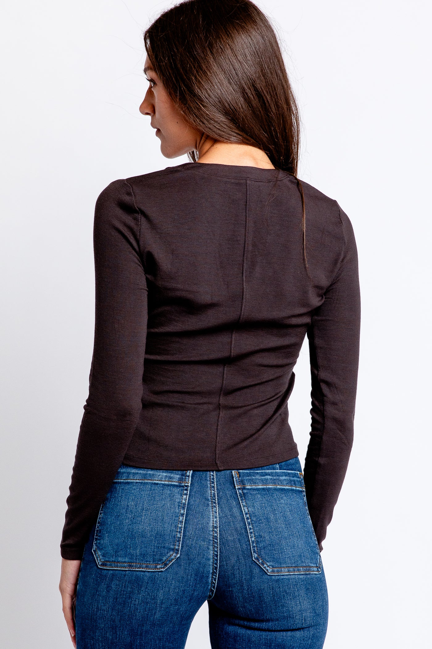 FRAME Slinky Long Sleeve Rib Henley