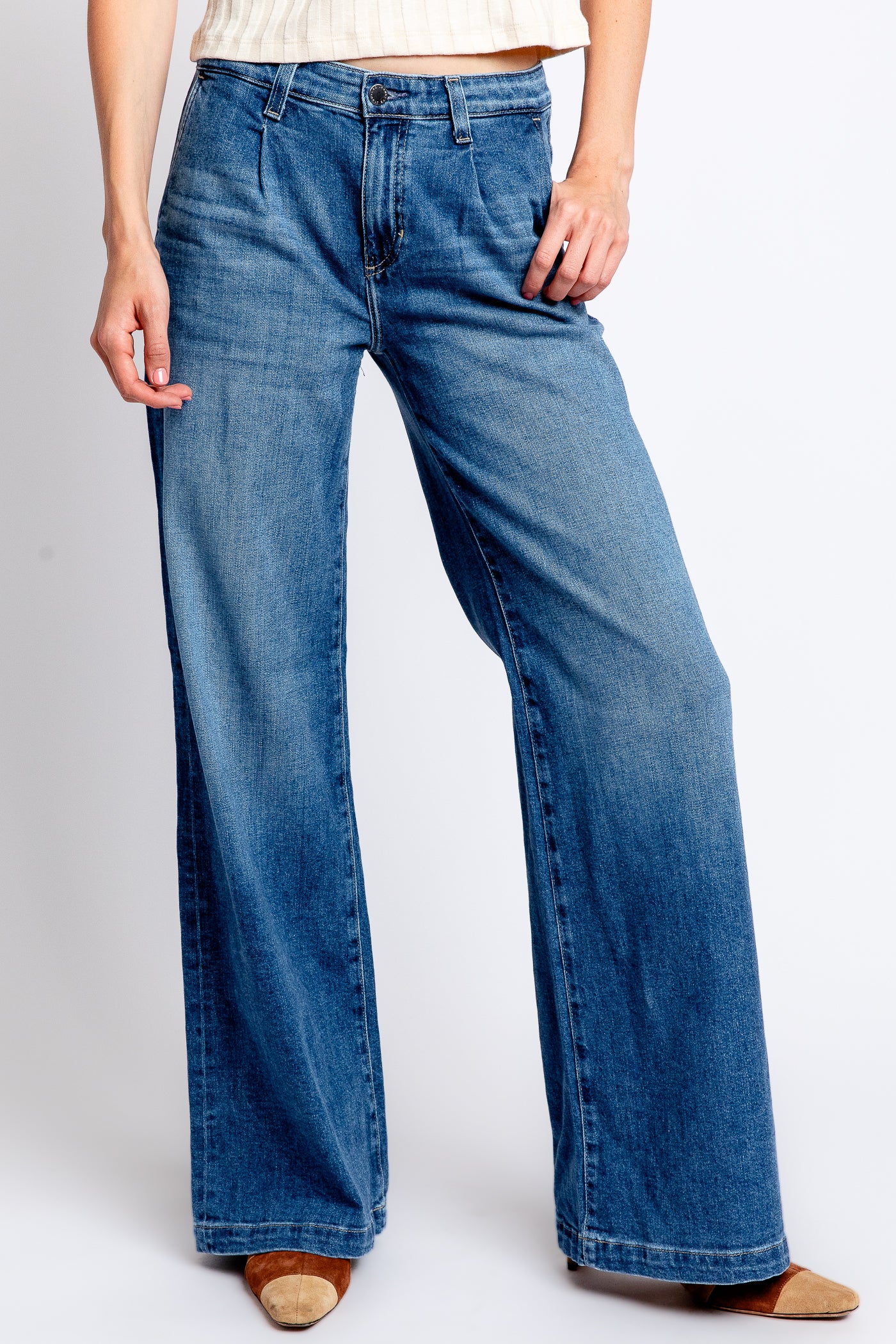 AG Jeans Pleated Stella Low Slung Palazzo