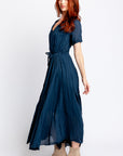 Milio Milano Crinkle V-Neck Maxi Dress