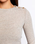 FRAME Long Sleeve Rib Button Crew