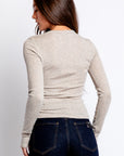 FRAME Long Sleeve Rib Button Crew