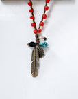 Jonas & Muse Red Ghana with Glass Feather Charms