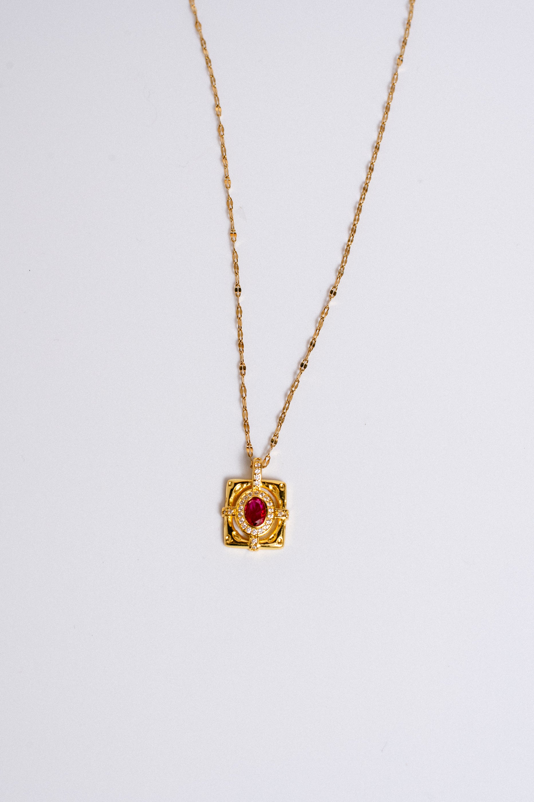 Sherwood Bridge Diamonds Square with Oval Berry Stone Necklace