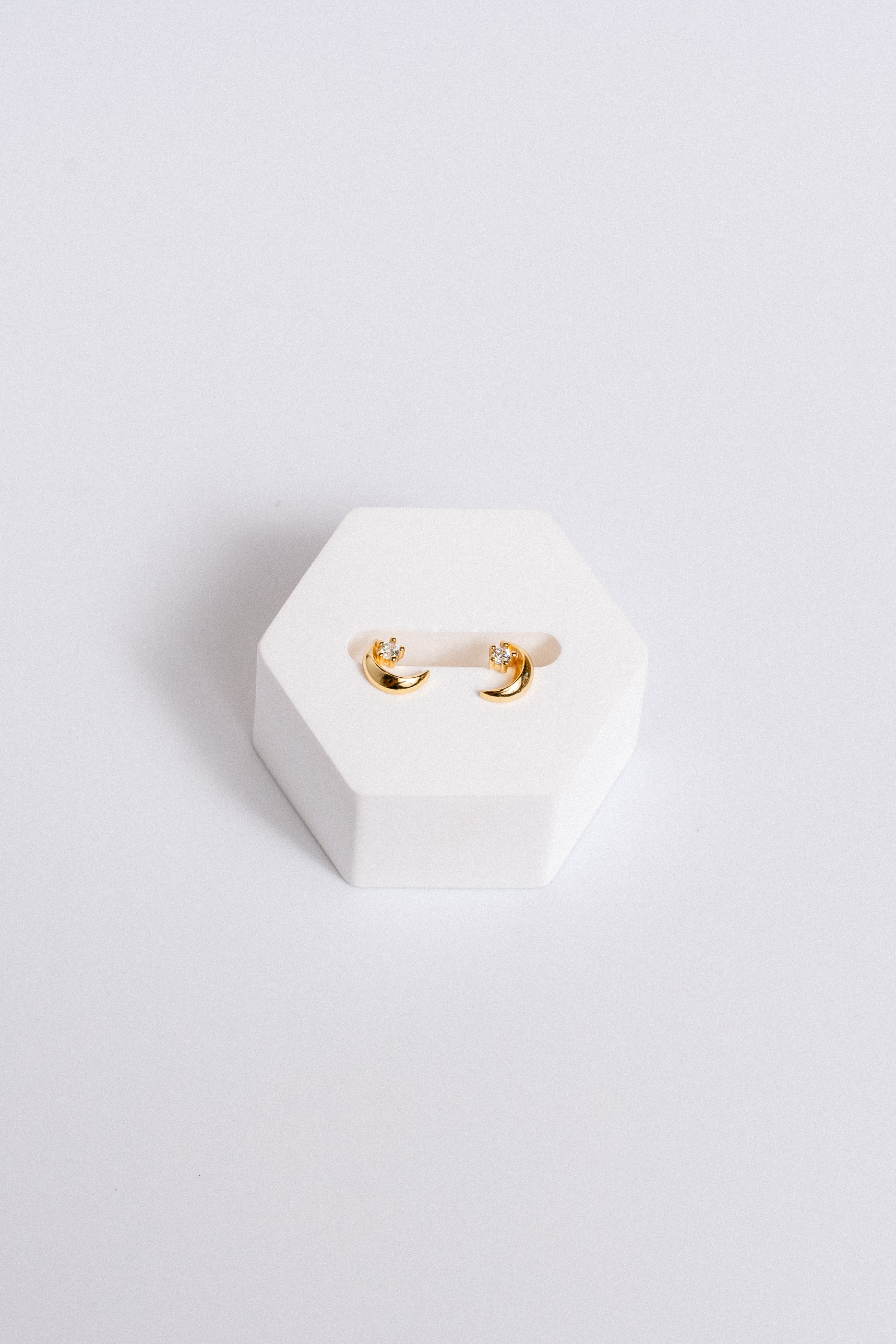 Sherwood Bridge Diamonds Gold Half Moon Studs