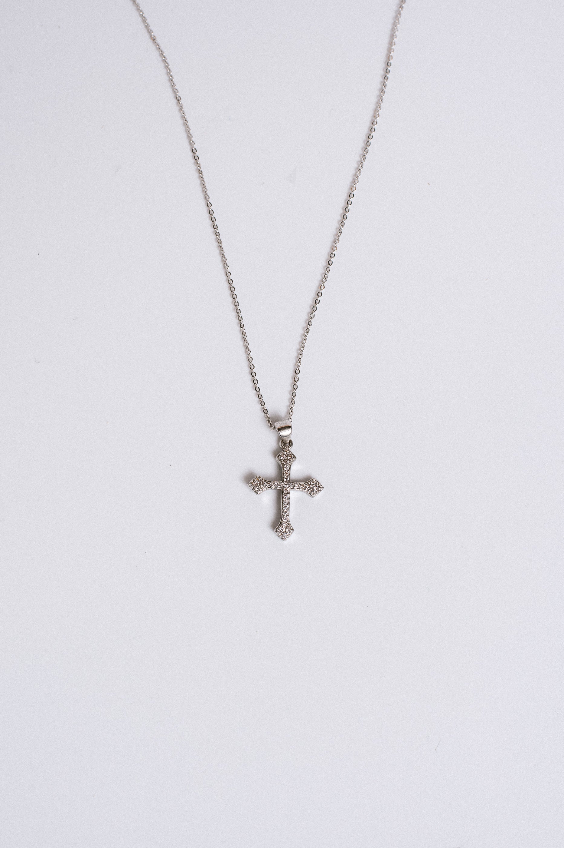 Lisa Marie Jewelry Silver CZ Cross Necklace