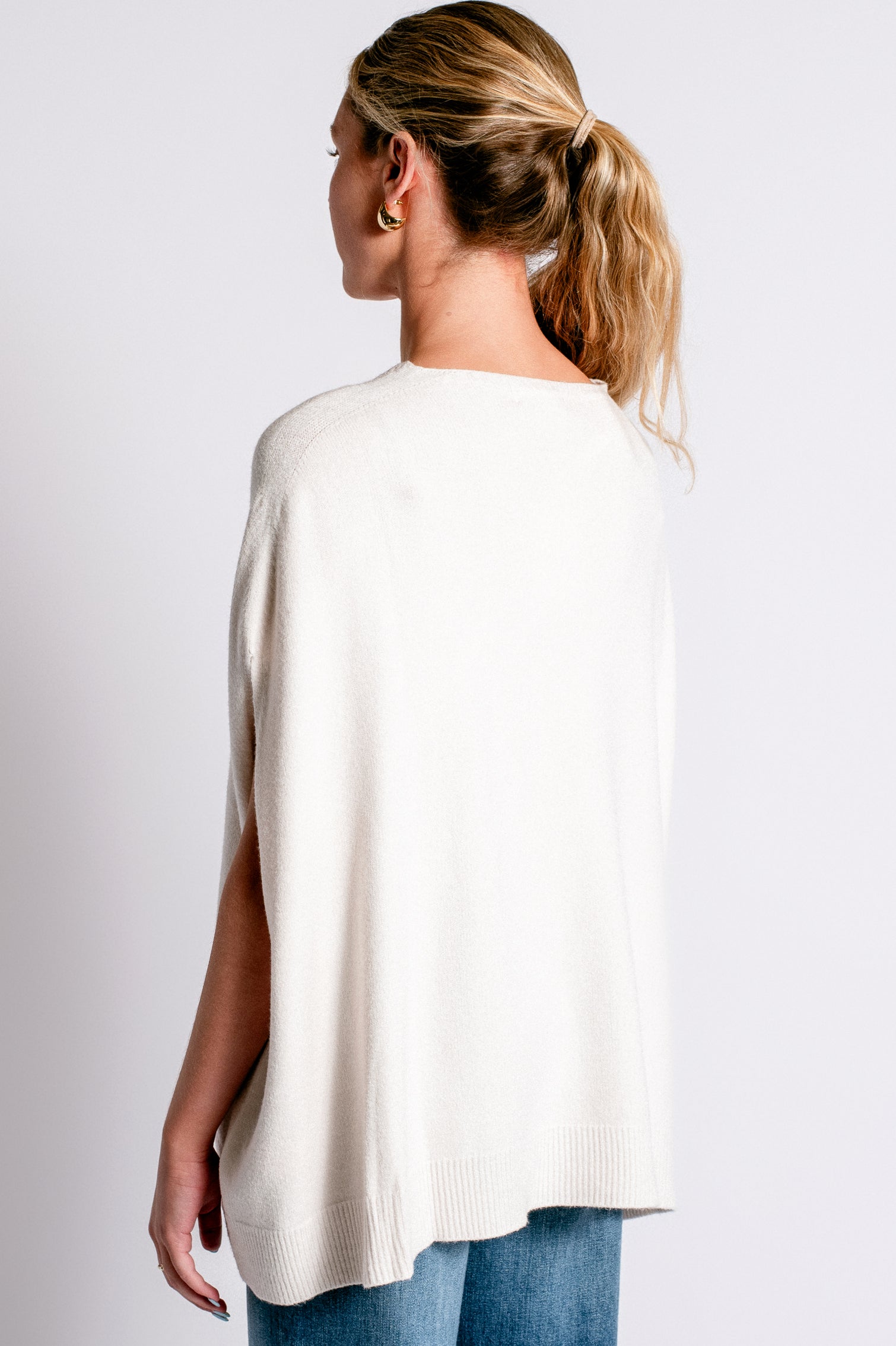 Milio Milano Italian Knit Oversized V-Neck Poncho Sweater