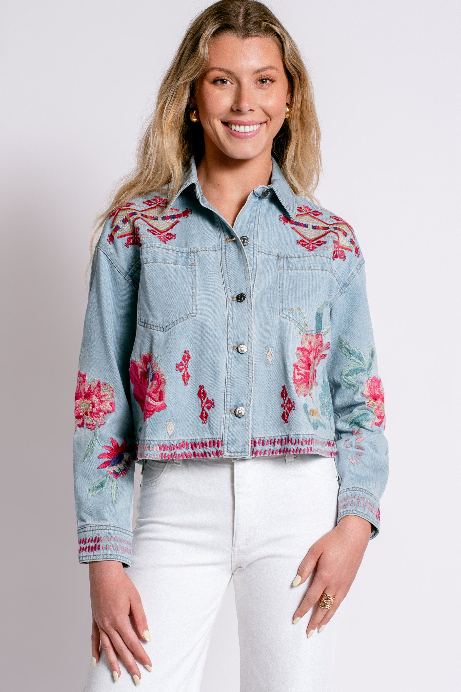 Johnny Was Talulla Cropped Denim Jacket