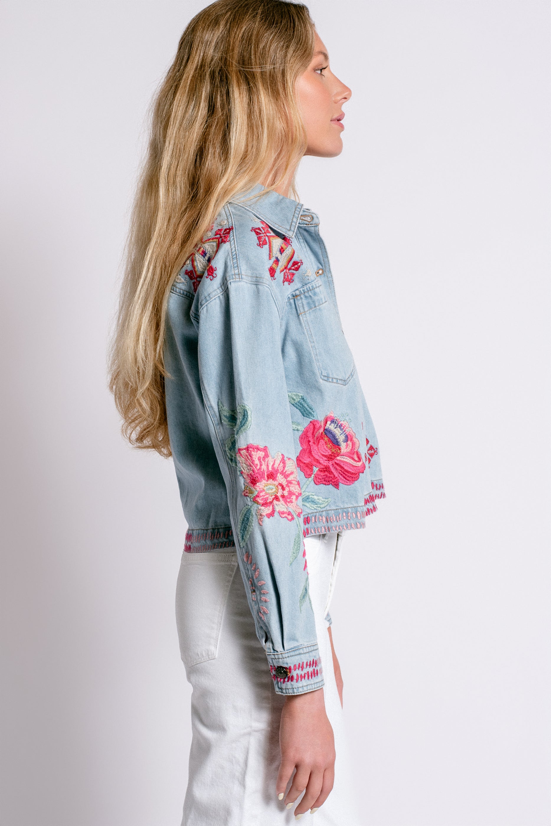 Johnny Was Talulla Cropped Denim Jacket