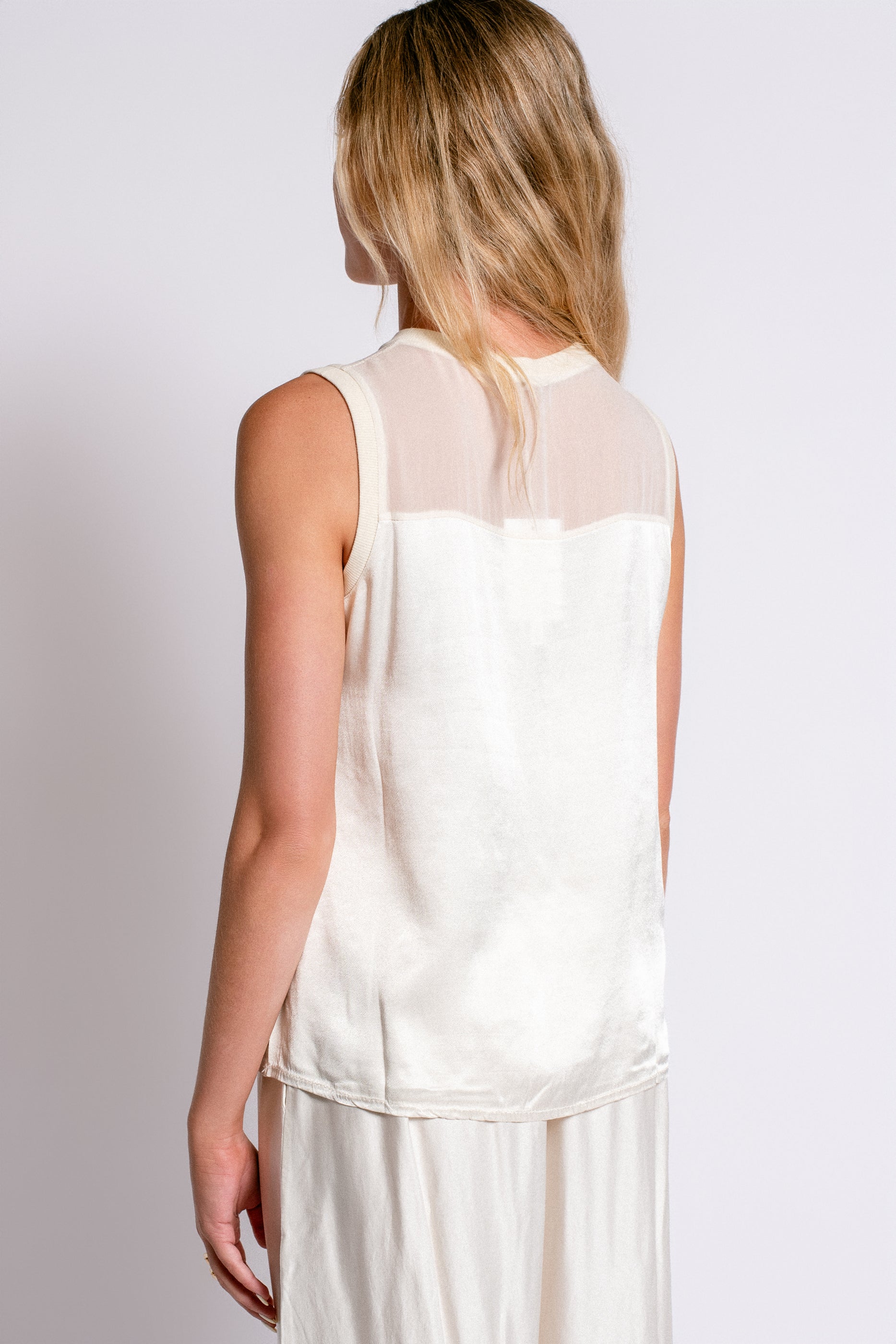 Milio Milano Sleeveless Chiffon Contrast Top