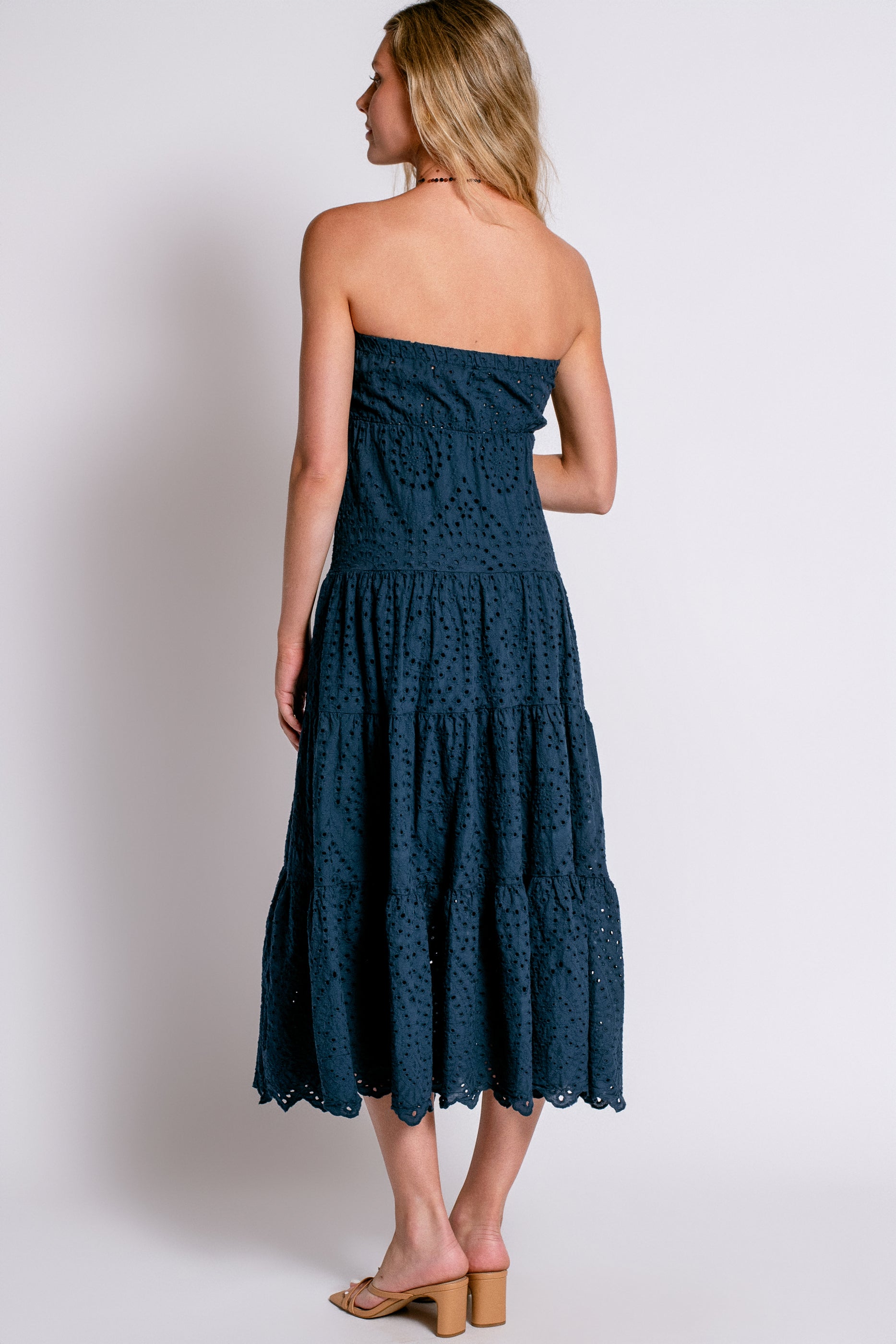 Strapless Eyelet Tiered Dress