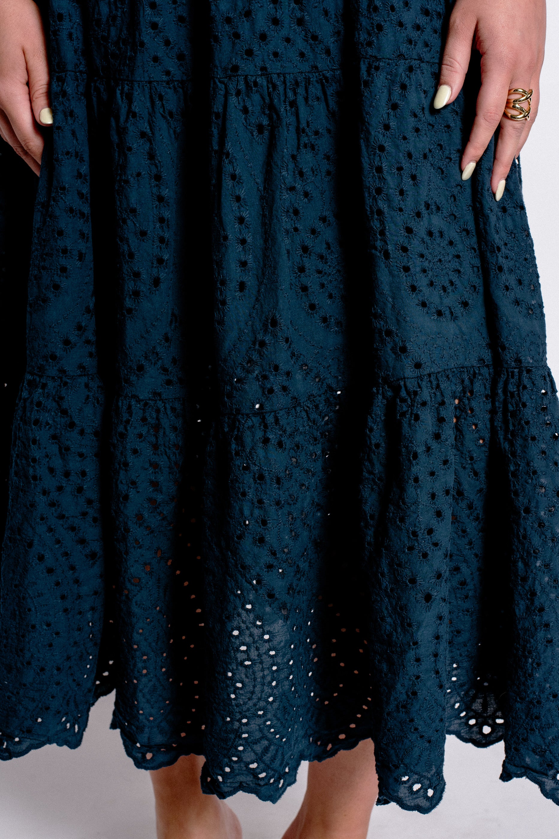 Strapless Eyelet Tiered Dress